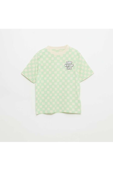 Short-sleeved graphic print T-shirt GREEN