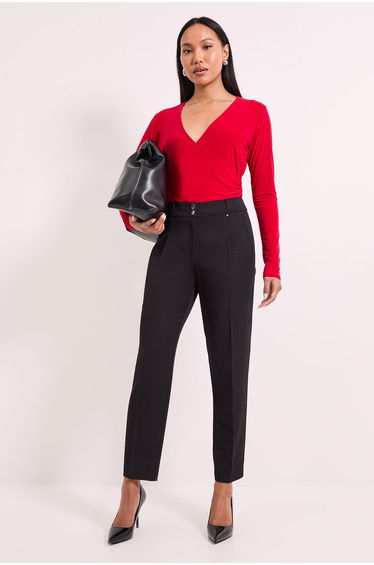 Wrap Ruched Side Long Sleeve Jersey Top