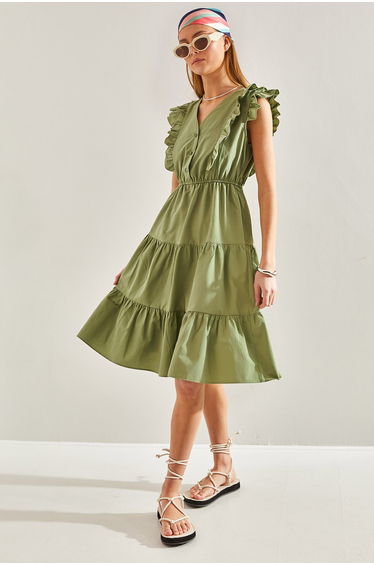 Bianco Lucci Green A-Line Midi Skater Dress