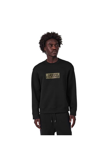Armani Exchange Mens Logo Crew Neck Sweatshirt - Black/Gold