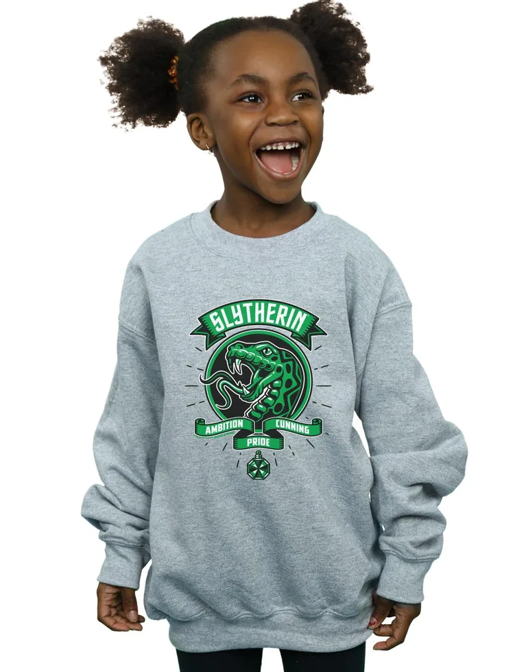 Harry Potter Girls Slytherin Toon Crest Sweatshirt - Sports Grey - 1