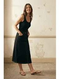 MY FASHION High Waist A-Line Midi Skirt with Pockets - 4