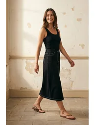 MY FASHION High Waist A-Line Midi Skirt with Pockets - 1