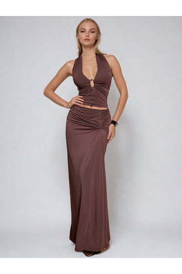 Blessing Halterneck Ruched Skirt Set