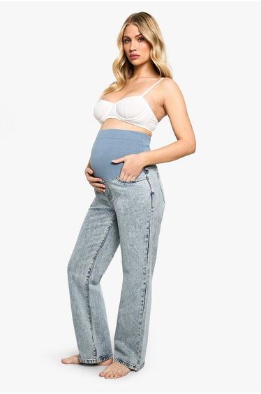 Maternity Over The Bump Straight Leg Jeans - light blue