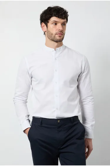 قميص أكسفورد بأكمام طويلة - أبيض