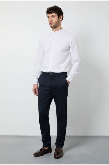 White Oxford Grandad Long Sleeve Shirt