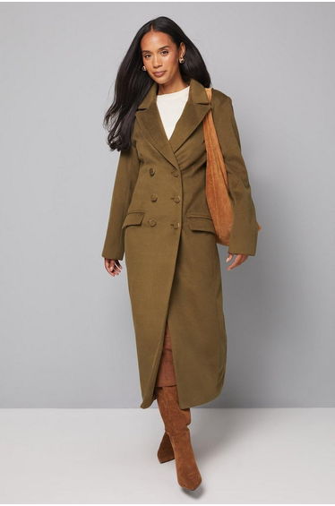 Double Breasted Pocket Detail Coat
