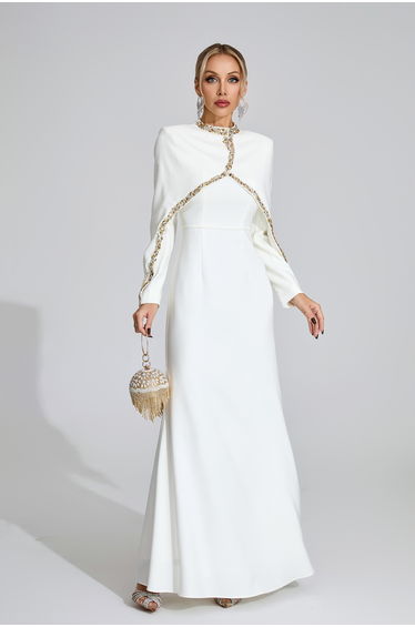 Andromeda White Chain Maxi Dress