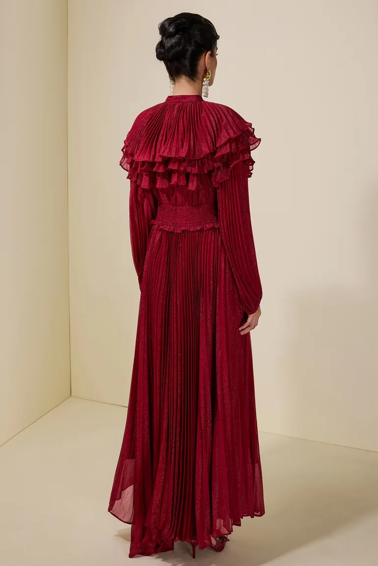 Luxury Pleated Ruffle Maxi Dress - 1