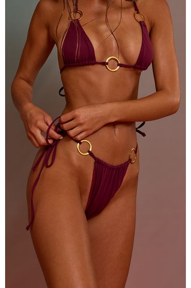 Purple O Ring Micro Tie Side Bikini Bottoms