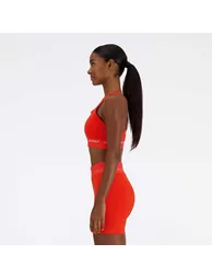 Women's New Balance Sleek Medium Support Sports Bra in Red - 1
