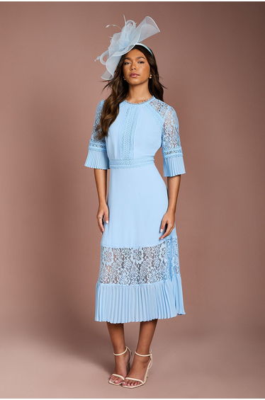 Lace Insert Midi Dress