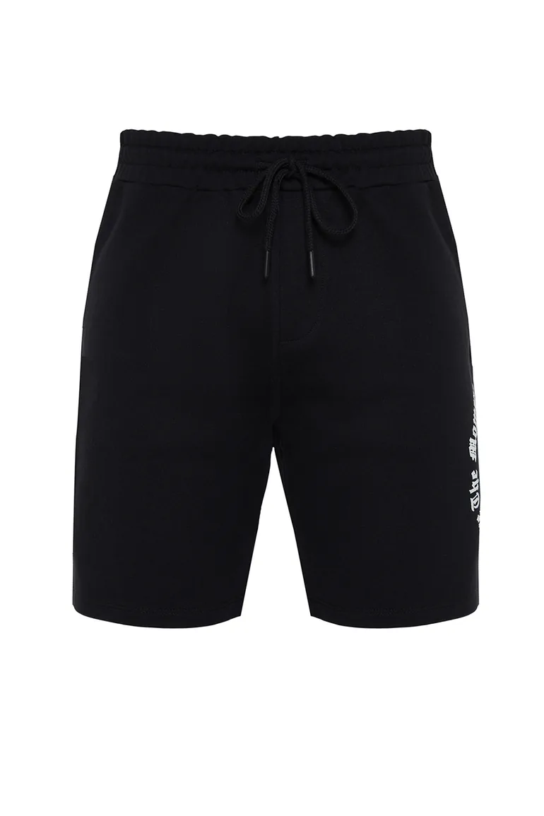 Men's Black Regular/Normal Fit Fluffy Text Printed Shorts - 7