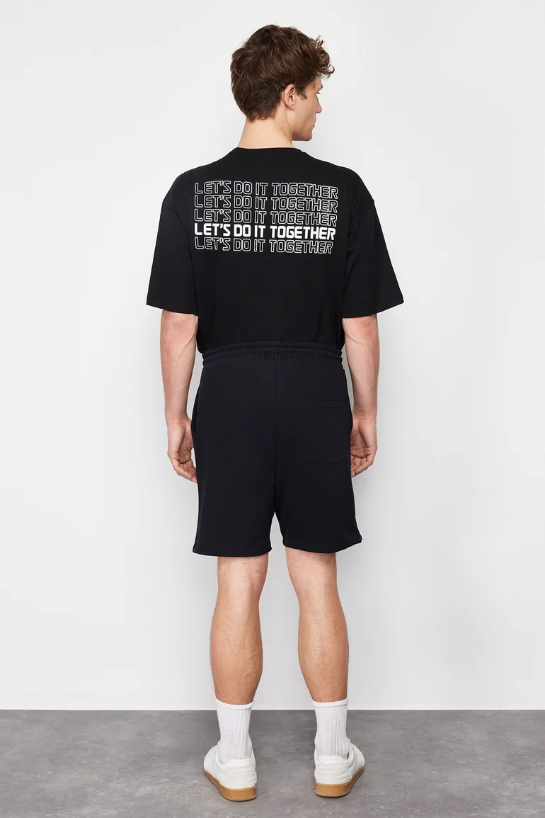 Men's Black Regular/Normal Fit Fluffy Text Printed Shorts - 4