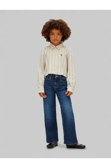 Calvin Klein Girls HR Wide Leg Jeans in Blue