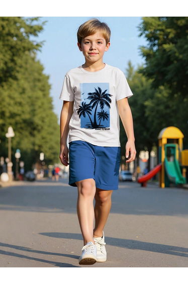 Boys Tropical Graphic Print T-Shirt and Shorts Set
