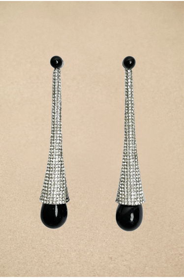 Long Tapered Rhinestone Drop Earrings