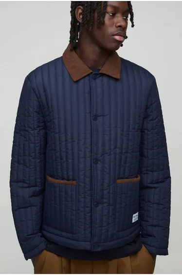Regular Lightweight Quilted Coach Jacket - navy