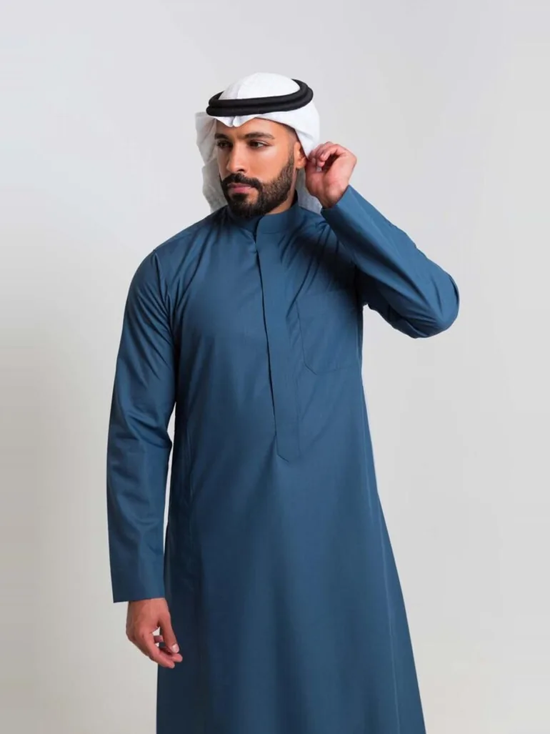 ثوب رجالي صيفي كلاسيك - أخضر - 3