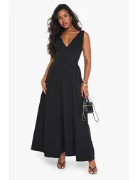 Structured Skater Maxi Dress - black