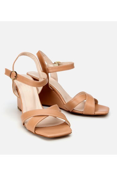 Women's Beige Wedge Heeled Sandals product thumbnail 2