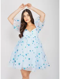 Melanie Puff Sleeve Dress in Blue Heart - 2