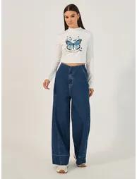 High Rise Wide Leg Jeans - 1