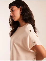 Oversized Button Shoulder Top - 2
