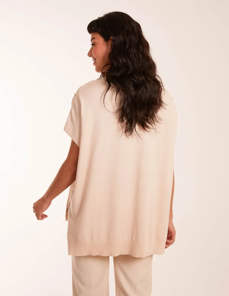 Oversized Button Shoulder Top - 4
