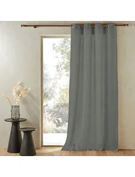 Private Pre-Washed Single Linen Curtain with Eyelets - 1