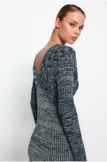 Green Midi Knitwear Gradient Dress product thumbnail 3