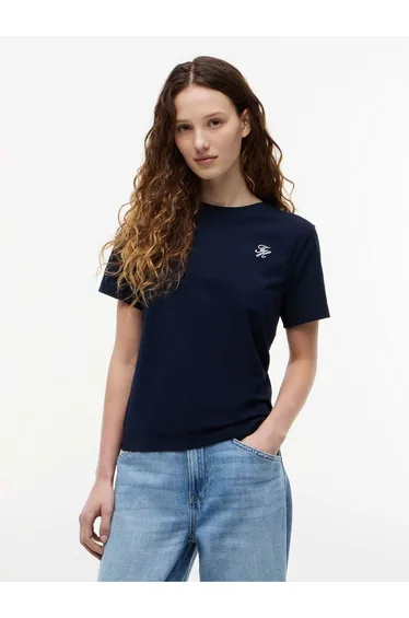 Th Script Reg C-Nk Ss T-Shirt Navy
