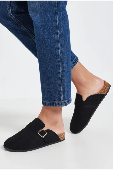 Aveline Faux Suede Closed Toe Footbed Mules