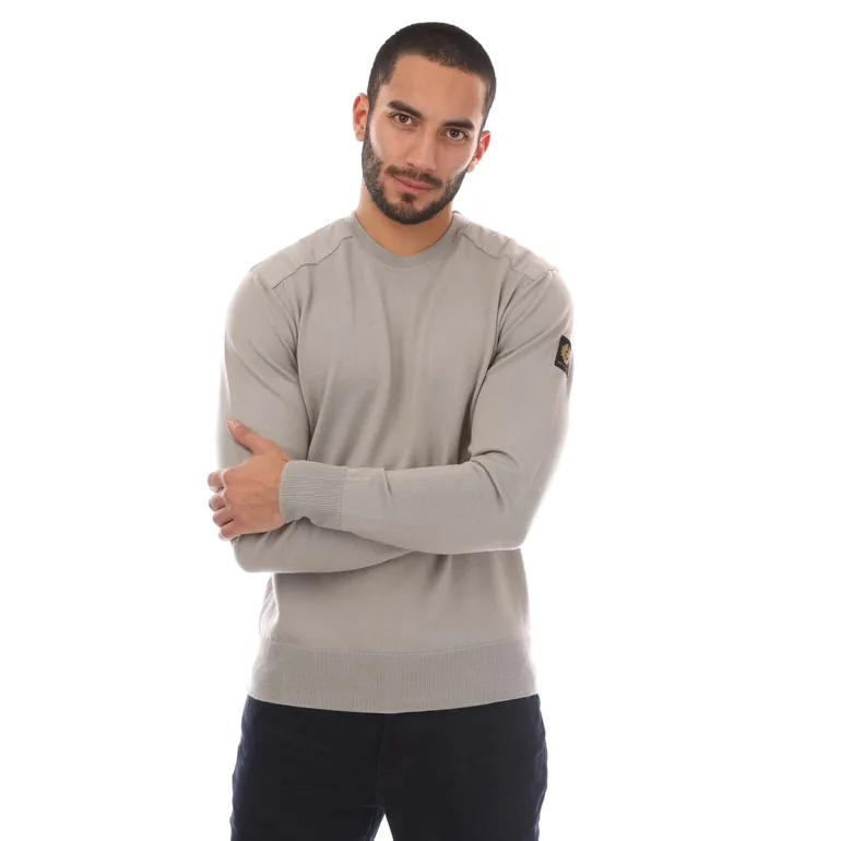 Men's Belstaff Kerrigan Crewneck Jumper in Grey