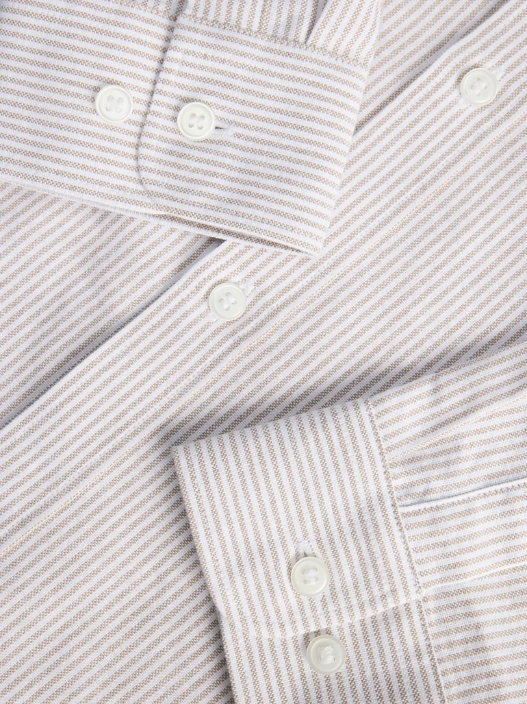 Striped Textured Built-Up Collar Shirt - 2