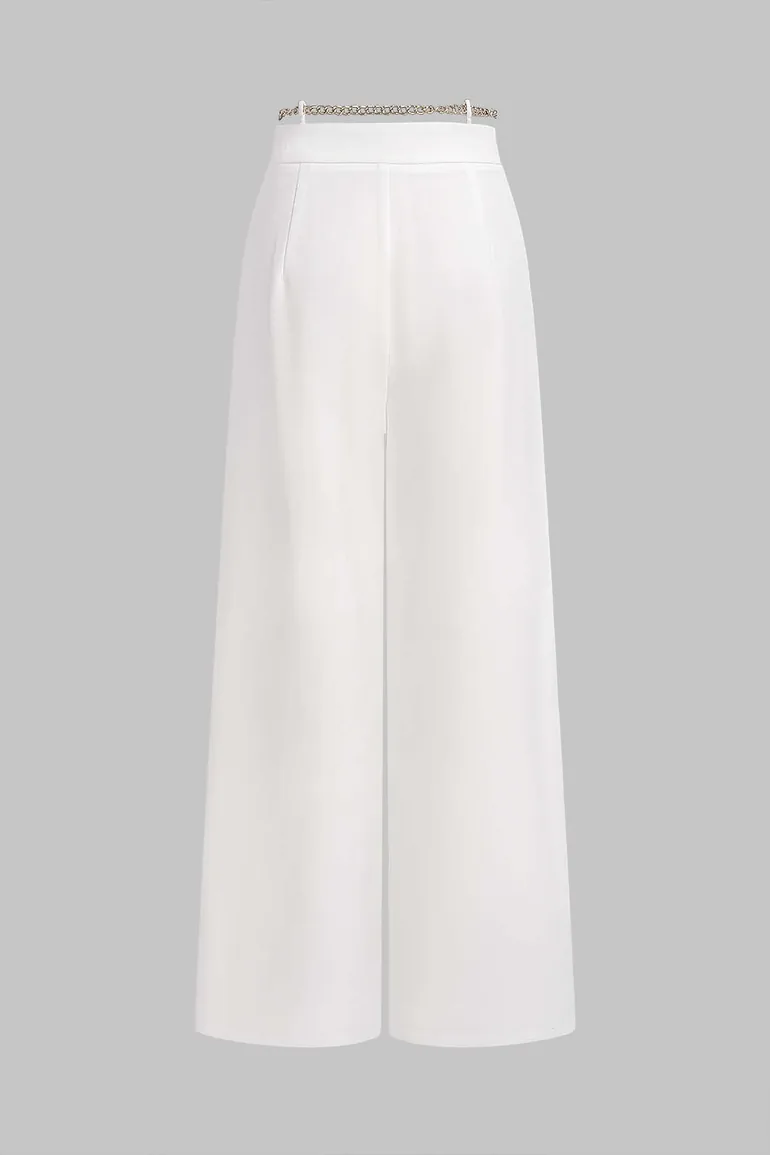 Metallic Chain Wide Leg Pants - 1