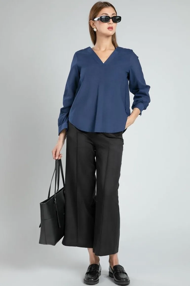 Office Wide Leg Pants With Pockets