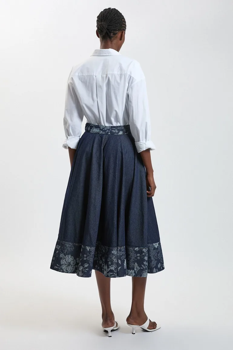Jacquard Denim Full Skirt - 2