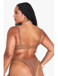 Plus Shell Trim Underwire Bikini Top - chocolate - 2