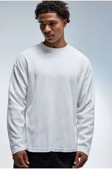 Training Dept Waffle Oversized Long Sleeve T-Shirt - ecru