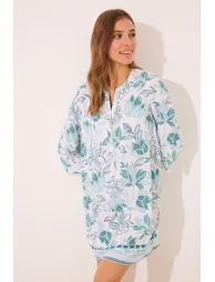Viscose camisole with green flowers - 1