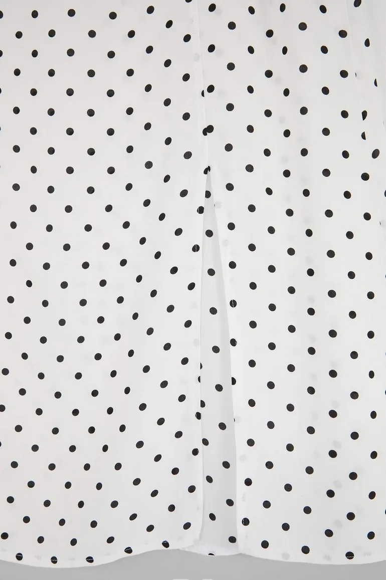 White Polka Dot Li Woven Plus Size Skirt - 1