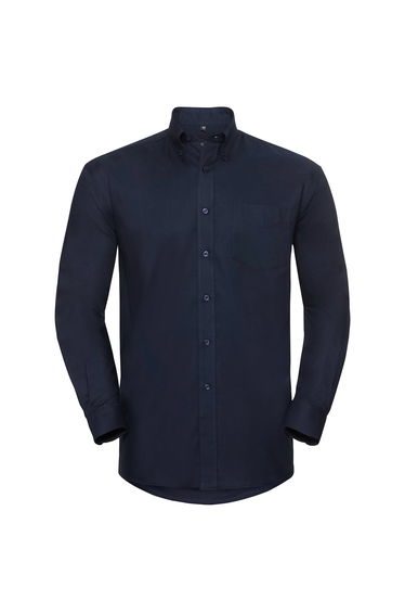 Russell Mens Oxford Easy-Care Long-Sleeved Shirt - Bright Navy