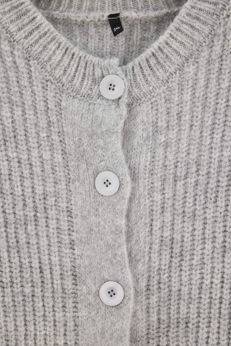 Wardrobe Essentials Gray Soft Textured Basic Knitwear Cardigan - 6