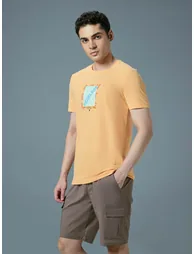 Printed 4-Way Stretch Crew Neck T-Shirt - 1