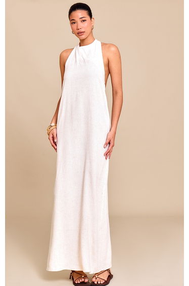 Natural Textured Scoop Back Maxi Dress