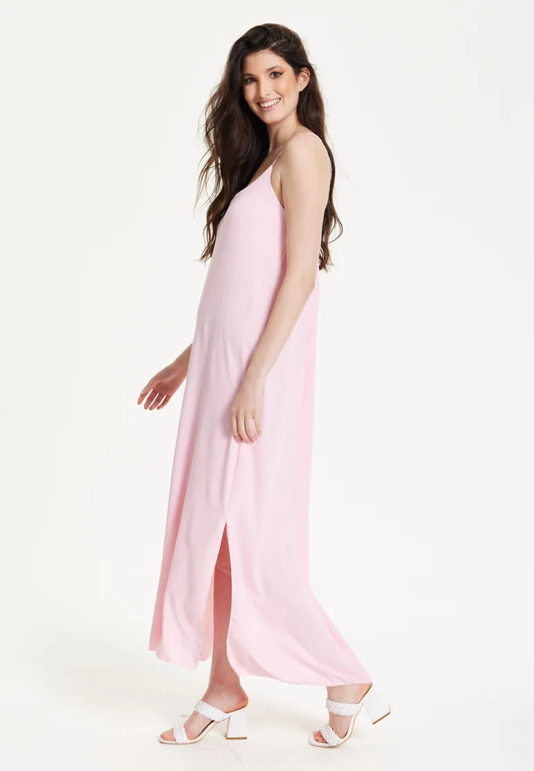 Pink Cross-Back Maxi Dress - 4