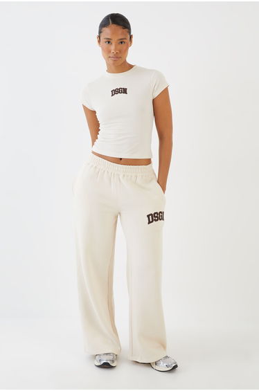 DSGN Studio Leopard Applique Straight Leg Jogger - cream