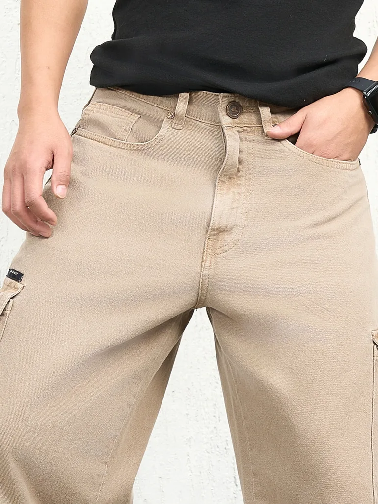 Mid Rise Cargo Denim Shorts - 3